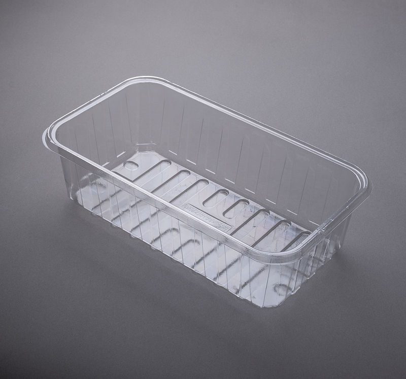 Clear rectangular plastic tray ideal for food in plastic packaging, product packaging, and recyclable food packaging solutions in New Zealand