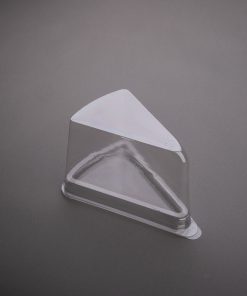 Clear PET triangular cake slice container – tamper-evident dessert packaging for single-serve cake or pastry slices