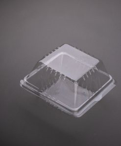 Eco-friendly clear plastic square clamshell container for bakery or takeaway food – food-safe PET packaging ideal for cafes and custom branding