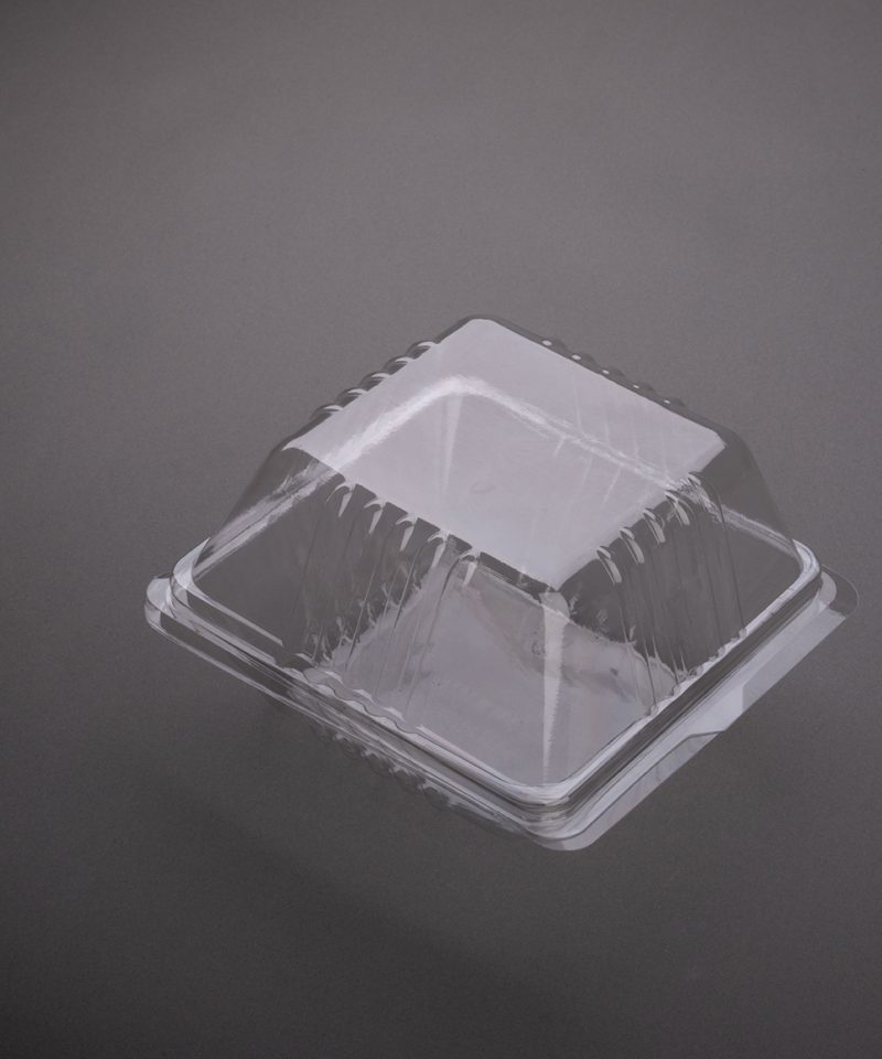 Eco-friendly clear plastic square clamshell container for bakery or takeaway food – food-safe PET packaging ideal for cafes and custom branding