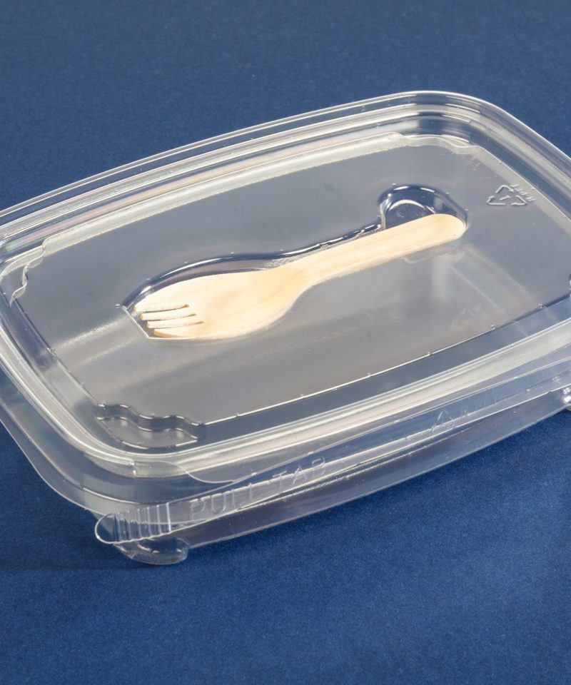 FC150 plastic food packaging container with wooden spork – Custom-Pak packaging products