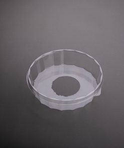 Clear round plastic insert tray with central cutout – part of Custompak NZ’s food packaging range and custom plastic packaging solutions
