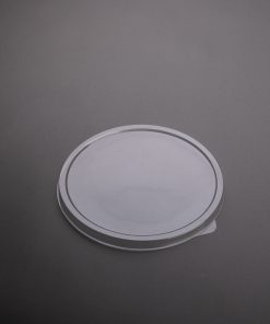 Clear round plastic food container lid – part of Custompak NZ's recyclable food packaging and custom plastic packaging solutions