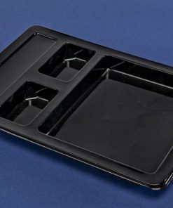 black plastic tray for food packaging