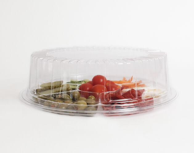 platter f vegetables sitting in eco-friendly plastic packaging