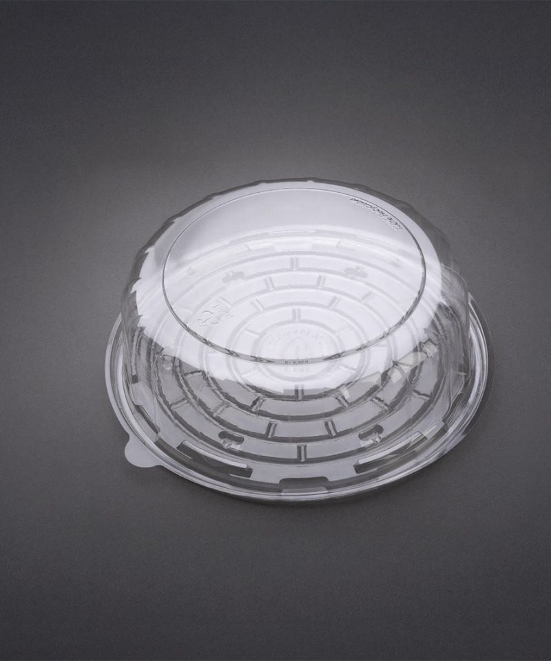 FCD8L 8 inch low dome and flat base in clear RPET